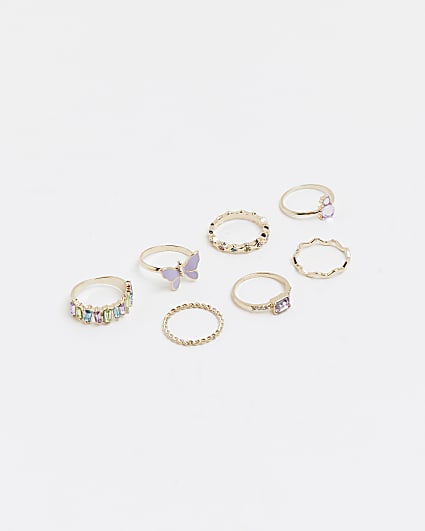 Gold butterfly stacking rings multipack
