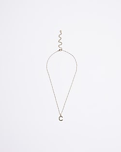 Gold 'C' initial charm necklace