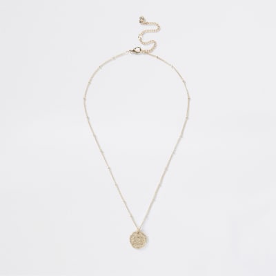 Gold Cancer Horoscope Coin Necklace