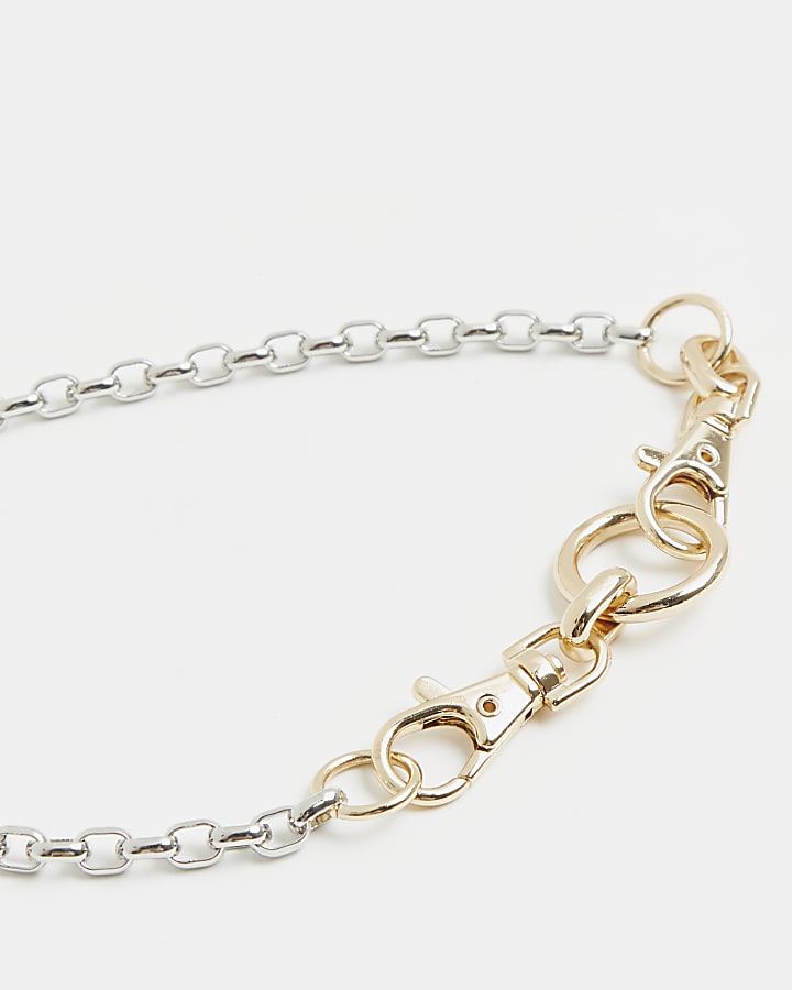 Gold carabiner link chain necklace