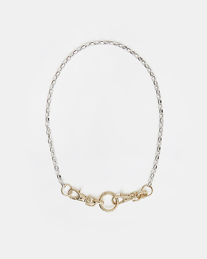 Gold carabiner link chain necklace