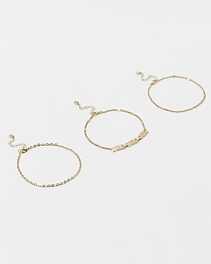 Gold chain anklets multipack