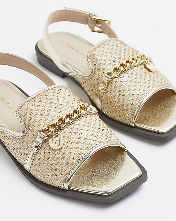 Gold chain detail sling back sandals