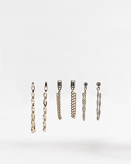 Gold chain link drop earrings multipack