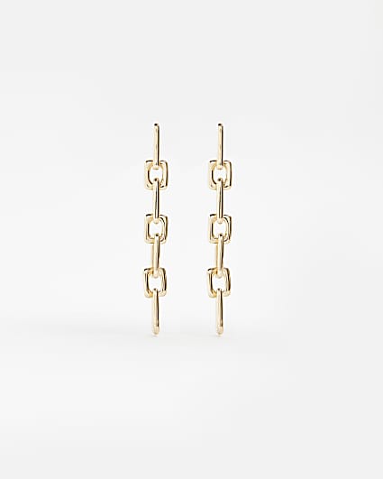 Gold chain link drop earrings