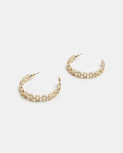 Gold chain link hoop earrings