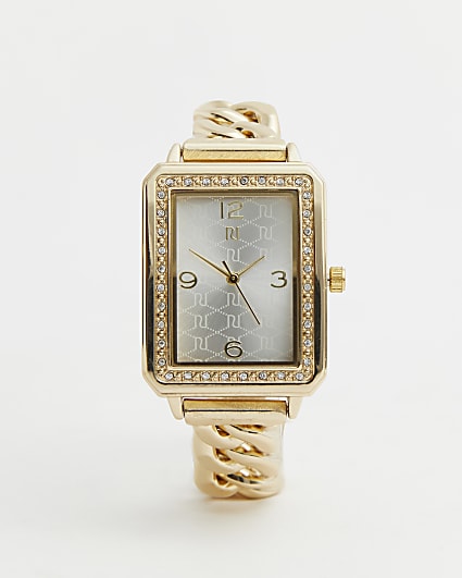 Gold chain link watch