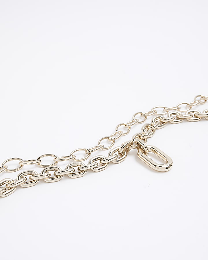 Gold chain multirow necklace