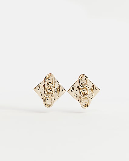 Gold chain stud earrings