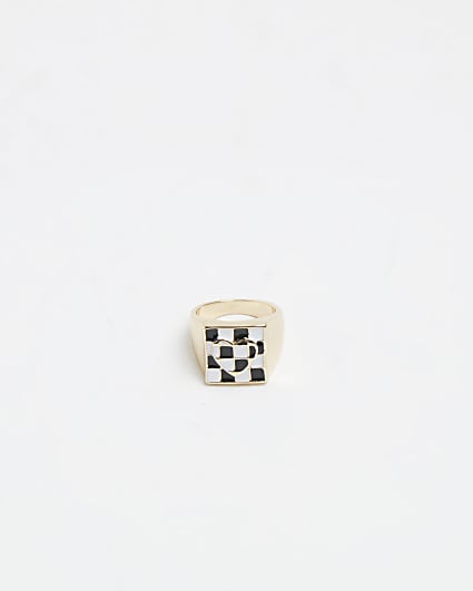 Gold checkerboard ring