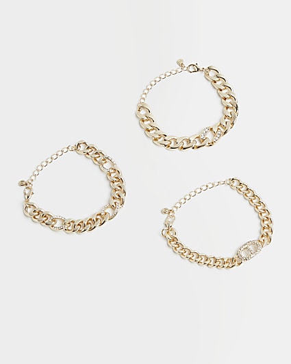 Gold chunky chain bracelet multipack