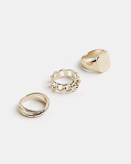 Gold chunky stacking rings multipack