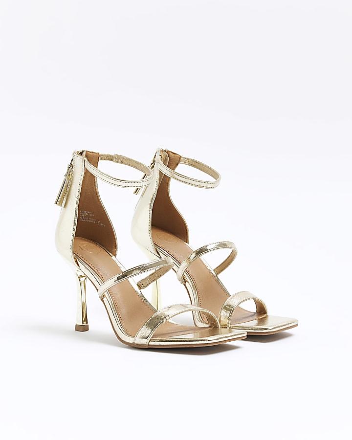 Gold closed back heeled sandals