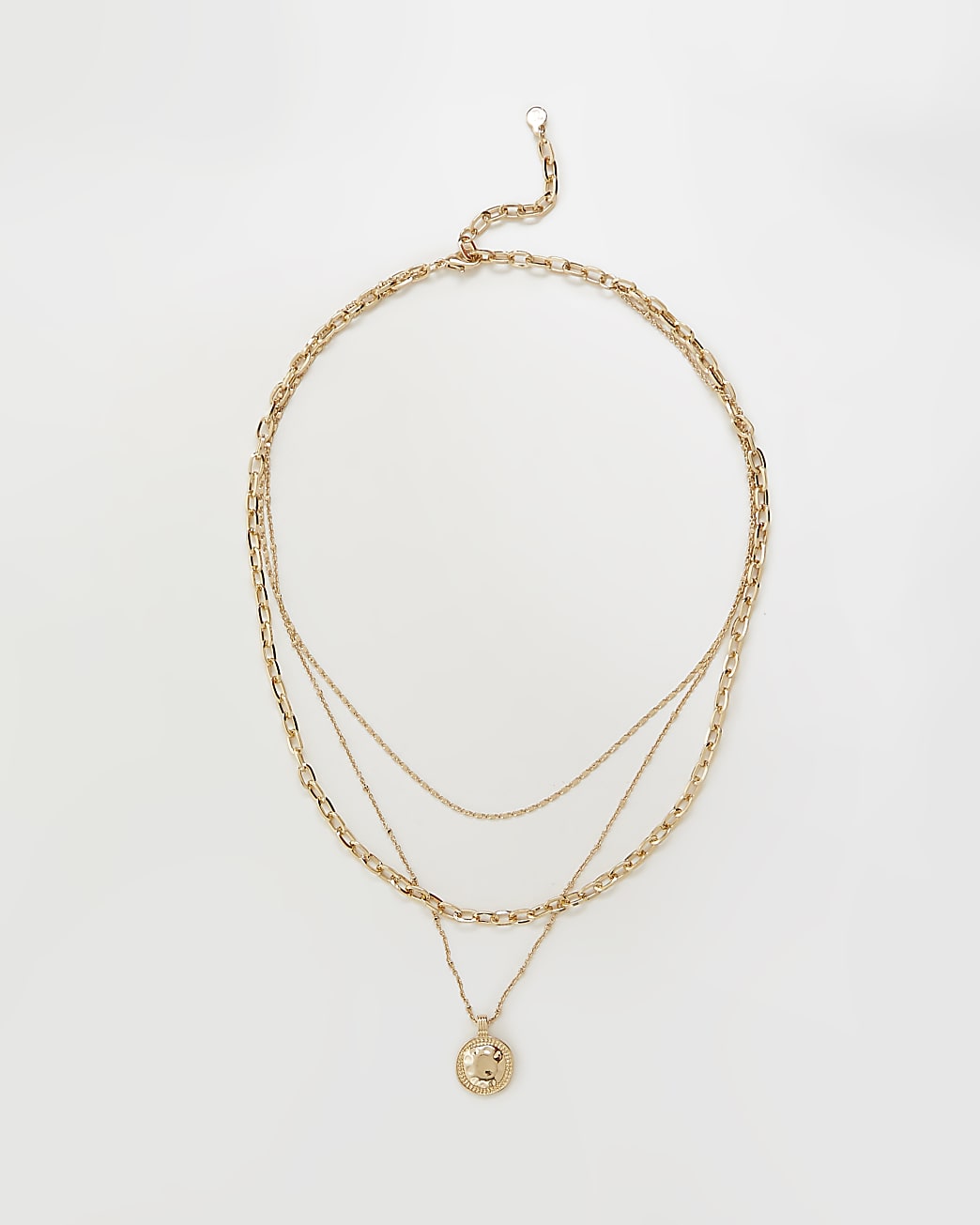Gold coin pendant multirow necklace`