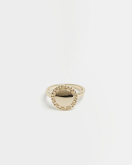 Gold coin signet ring