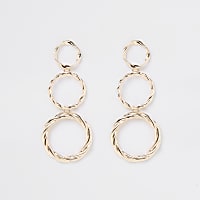 Gold colour  triple drop hoop earrings