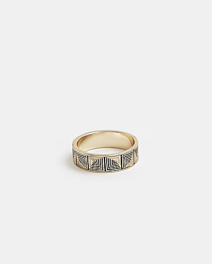 Gold colour Aztec engraved Ring