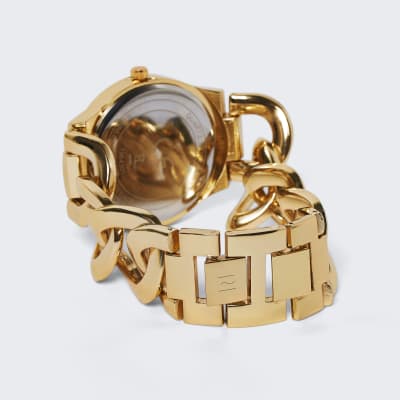 Gold colour chain bracelet watch