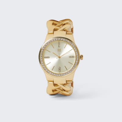 Gold colour chain bracelet watch River Island