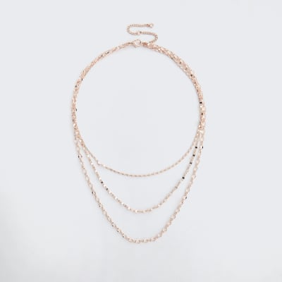 Gold colour chain layered necklace
