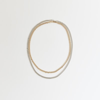 Gold colour chain necklace multipack