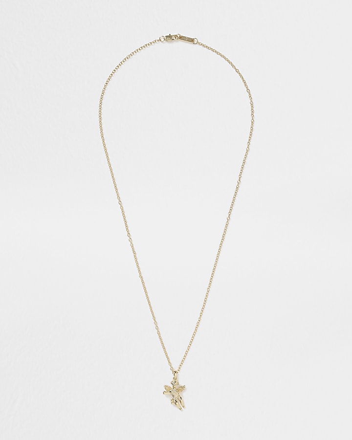 Gold colour cherub pendant necklace