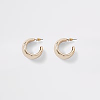 Gold colour chunky hoop stud earrings