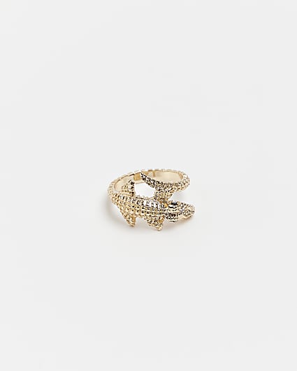 Gold colour Crocodile Wrap Ring