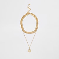 Gold Colour Curb Chain Layer Necklace