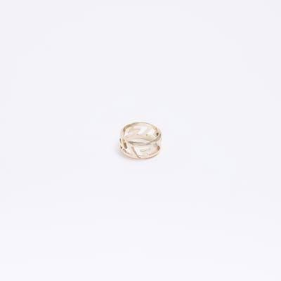 Gold colour cut out ring River Island