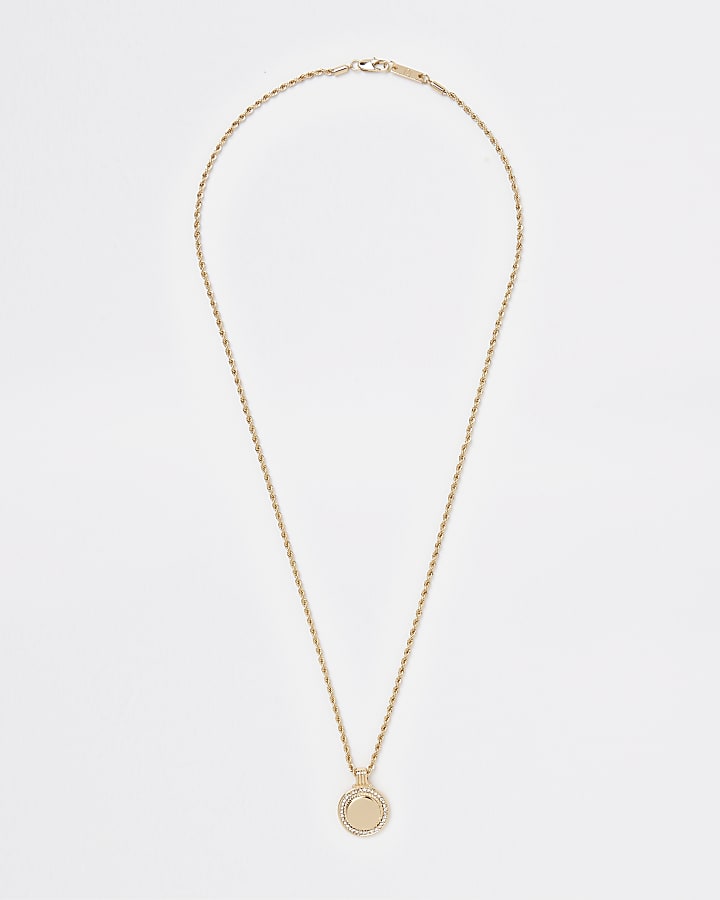 Gold colour diamante coin pendant necklace