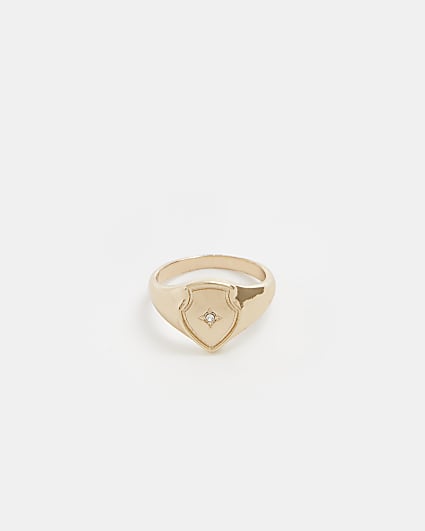 Gold colour diamante detail Pinky Ring