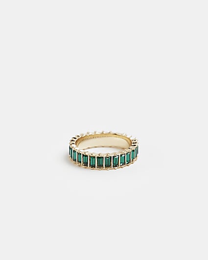 Gold colour Emerald Band Ring