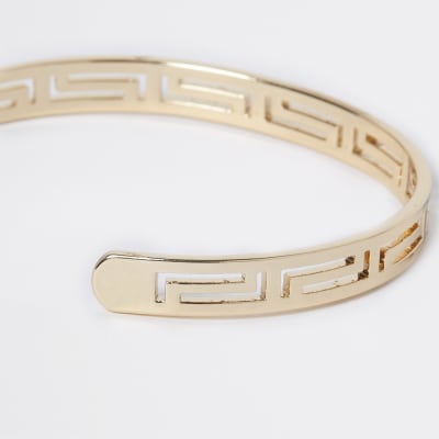 Gold colour engraved cuff bracelet