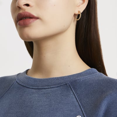 Gold colour engraved hoop earrings 3 pack