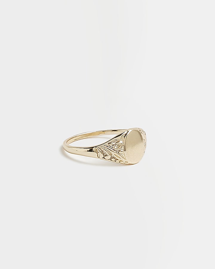 Gold colour Engraved Pinky Ring