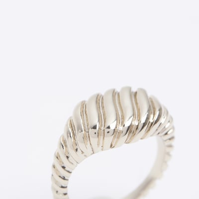 Gold colour engraved ring River Island