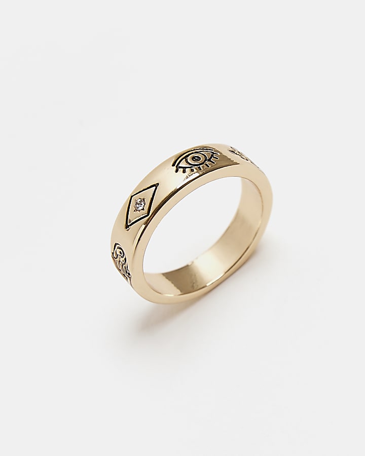 Gold colour Engraved Ring