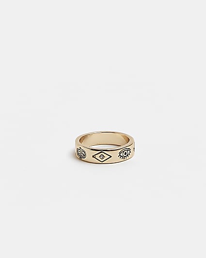Gold colour Engraved Ring