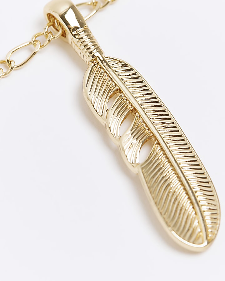 Gold colour feather necklace