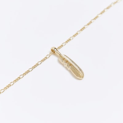 Gold colour feather necklace