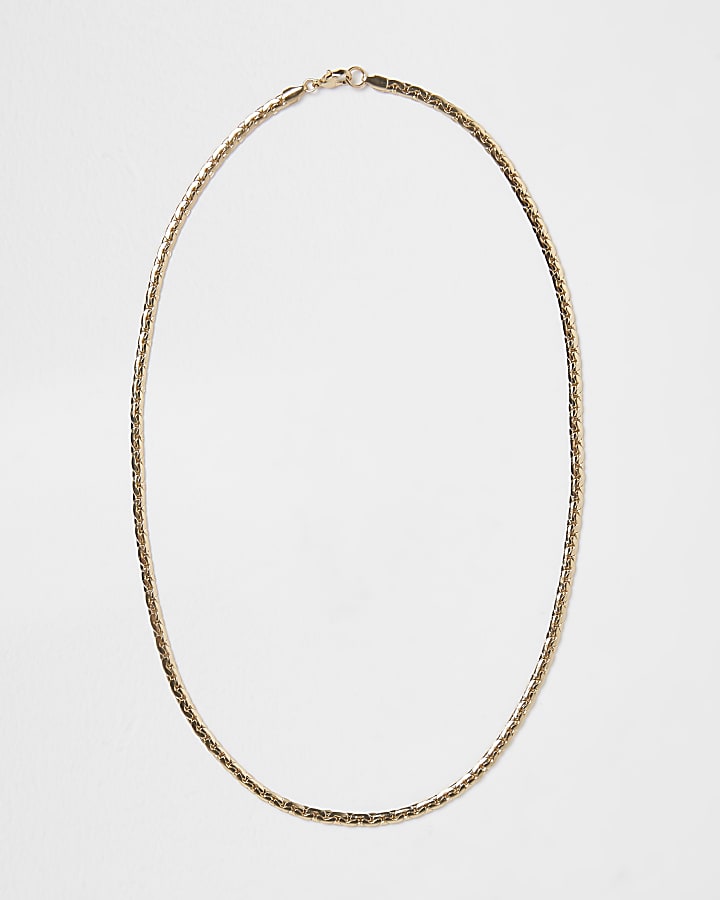 Gold colour flat chain necklace