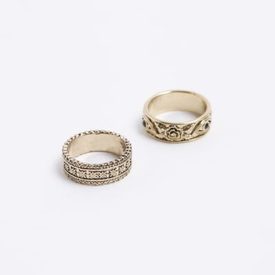 Gold colour floral ring multipack | River Island