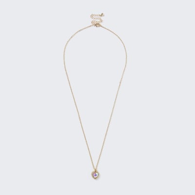 Gold colour heart stone necklace