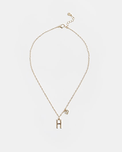 Gold colour Initial H Necklace