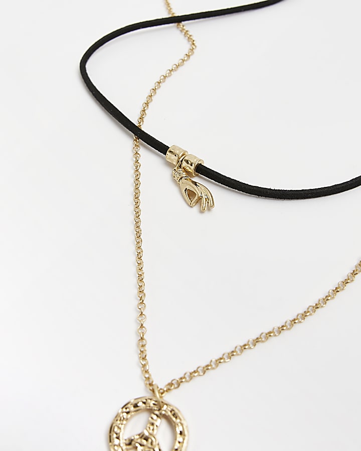 Gold colour layered necklace