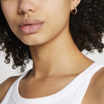 Gold colour mini chunky hoop earrings