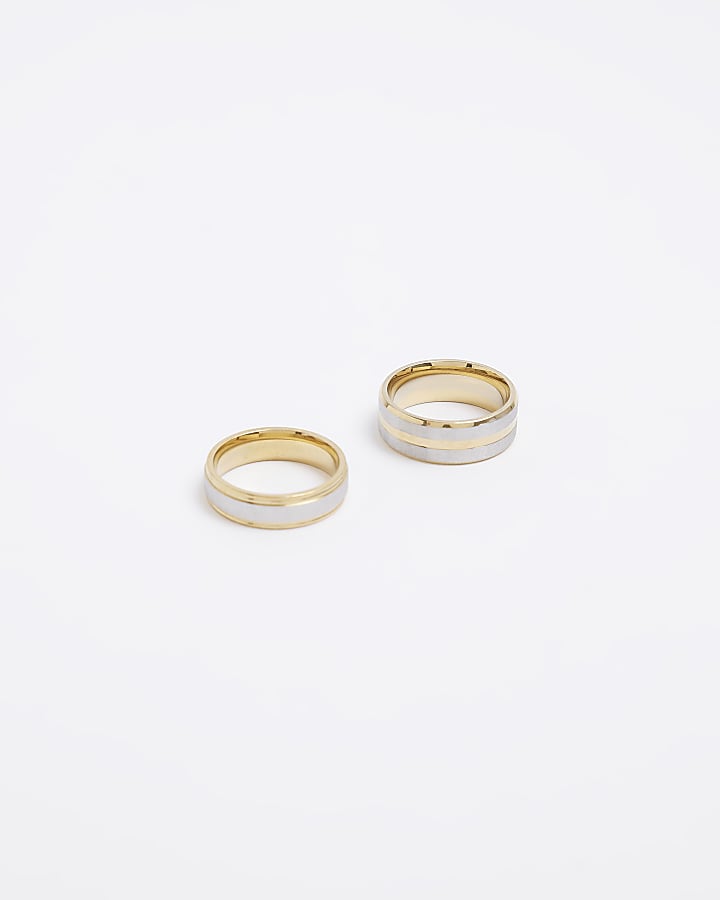 Gold colour multipack of 2 rings