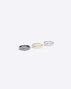 Gold colour multipack of 3 square rings