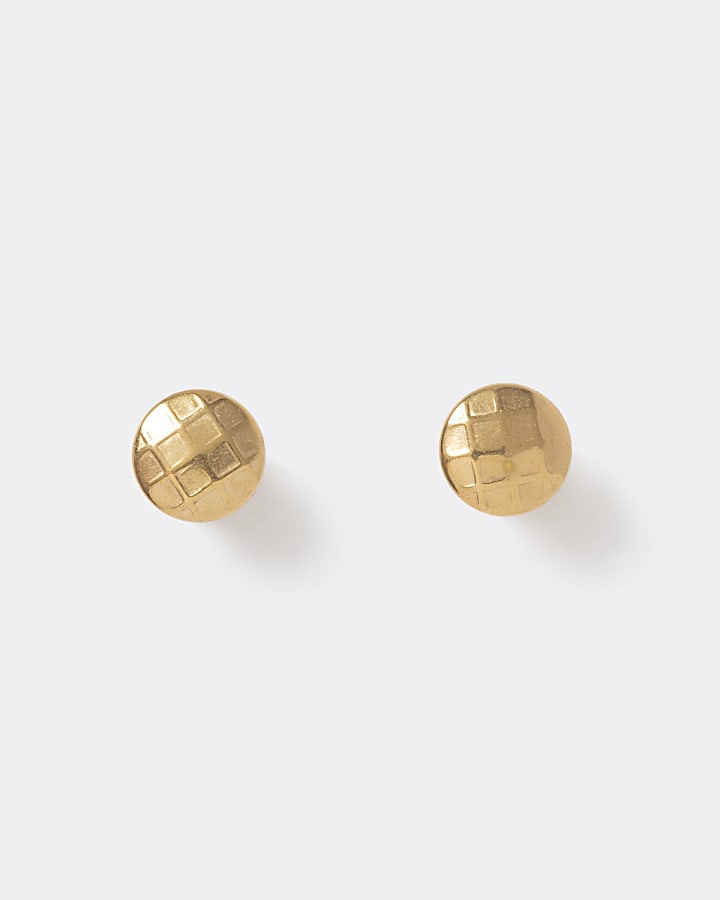 Gold colour raised tunnel stud earrings